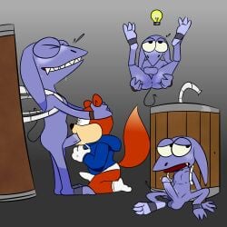 1:1 absurd_res anthro anus ass balls bodily_fluids bulge closed_eyes clothing conker conker's_bad_fur_day cum cum_in_mouth cum_inside duo erection explosives fangs feet fellatio foot_fetish footwear full_body_view fur genital_fluids genitals gloves goblin gobling grabbing_ear grin hand_on_head handwear hi_res hoodie imp kneeling long_ears male male/male mammal nude oral orange_body orange_fur orgasm penile penis presenting presenting_anus presenting_hindquarters purple_body rareware redshe3p rodent sciurid sex simple_background sitting smile socks solo surprise sweat tail teeth throbbing throbbing_penis tired tnt tnt_imp_(conker's_bad_fur_day) toony topwear tree_squirrel underwear