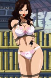 1girls ball_gag bondage bound_and_gagged bra bra_and_panties bra_only brown_hair brown_hair_female cana_alberona damsel_in_distress fairy_tail feet female female_only female_solo gagged panties panties_only rope rope_bondage solo solo_female solo_only tied_up underwear underwear_only