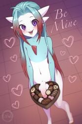 aren_concordia chocolate femboy foreskin gardevoir hearts long_hair male_gardevoir naked_male nipples nude penis penis_in_food solo valentine's_day wholesome