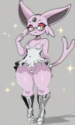 ai_assisted ai_generated anthro espeon furry furry_female furry_only glasses pokemon rebecca_the_espeon rubylove sexy_body sexy_pose