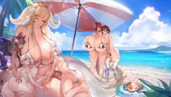 amber_(diplomacyraptor) amber_bikini amber_eyes bat_ears bat_wings beach big_ass big_balls big_breasts big_butt bikini bikini_top blonde_hair blue_bikini blue_eyes brown_hair bulge cloud cow_print cow_print_bikini demon_wings dessert diplomacyraptor_oc female femboi femboy freckles futanari glasses gliscor green_bikini group heller_(heller) horn horns huge_ass huge_breasts huge_woman island koroza_(futaflux) large_breasts masami_(masami) massive_breasts photo red_eyes red_hair ren_(diplomacyraptor) scales scorpion_tail silver_hair slutty_clothes slutty_pose stockings summer tail taller_female taller_girl thick_thighs umbrella yellow_eyes