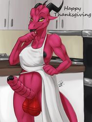 1futa 2013 anthro apron areola balls big_balls big_penis black_lips black_nipples black_tongue breasts claws dickgirl dragon erection furry futa_only futanari horn humanoid_penis inside intersex kitchen ldr lips looking_at_viewer nipples penis precum red_penis red_skin reptile scalie smile solo surgeon_(character) tongue tongue_out uncut yellow_eyes