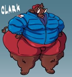 1boy anthro bbm big_ass bomber_jacket brown_fur bulge character_profile chubby chubby_anthro chubby_male clark_(gammanaut) clothed elephantid fully_clothed fully_clothed_anthro fully_clothed_male gammanaut hi_res highres huge_ass huge_thighs mammoth moobs obese obese_anthro obese_male original_character overweight overweight_anthro overweight_male proboscidean shorts solo solo_anthro solo_male tail trunk_(anatomy) tusks wide_hips