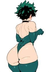 1boy ai_generated ass big_ass child_bearing_hips curvaceous curvy fellas femboy green_hair huge_ass izuku_midoriya midoriya_izuku my_hero_academia novelai solo solo_focus thick_thighs trap