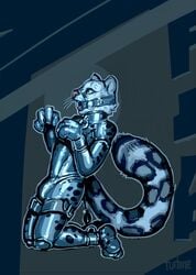 anthro begging bondage bound collar feline fur furry gag inflatable inflatable_buttplug inflatable_insertable inflatable_sex_toy kieran kieran_(kierish) leopard malesub mammal muzzle_(object) muzzled open_mouth_gag petplay plug ring_gag snow_leopard turbinedivinity