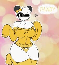 big_ass big_breasts female furry legwear panda pandy_(piggy) piggy:_book_2 piggy_(game) roblox yellow_shirt