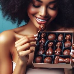 ai_generated candy chocolate eating female girl people smiling sweet