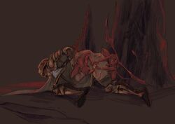 armor chained chains cuntboy devil drooling human_on_monster imp intersex knight mostly_clothed pussy size_difference