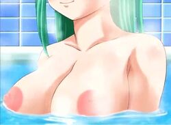 animated bath bathtub blue_hair breasts bulma_briefs dragon_ball female huge_breasts human large_breasts nipples nude shower teenager tub water