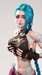 3d abs ai_generated animated big_breasts breasts dancing female jinx_(league_of_legends) league_of_legends music perfect_body tagme video