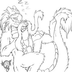 2011 altair aroused blush chinese_dragon claws closed_eyes dragon elder erection eyewear facial_hair fur furred_dragon furry glasses hair horn knot kuroryushin-kuma male mature monochrome newbear83 old_age penis plain_background precum scalie sleeping solo whiskers white_background zzz