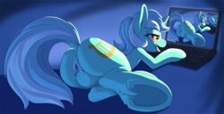 2014 anus ass computer cutie_mark equine female feral friendship_is_magic hair hooves horn laptop lyra_heartstrings_(mlp) mammal masturbation my_little_pony open_mouth pusspuss pussy pussy_juice solo tongue tongue_out two_tone_hair unicorn