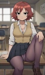 ai_generated ass bigmic145 black_eyes breasts bully cleavage female female_only freckles freckles_on_face gyaru kim_pine medium_breasts netflix panties pantyhose pantyshot red_hair school_uniform schoolgirl scott_pilgrim scott_pilgrim_takes_off solo solo_female