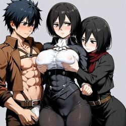 ai_generated attack_on_titan clothed crossover fairy_tail gray_fullbuster mikasa_ackerman