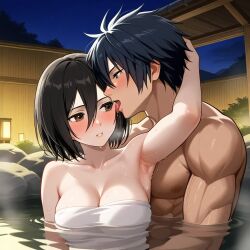 ai_generated attack_on_titan crossover fairy_tail gray_fullbuster mikasa_ackerman onsen