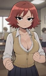 ai_generated ass bigmic145 black_eyes breasts bully cleavage female female_only freckles freckles_on_face gyaru kim_pine medium_breasts netflix red_hair school_uniform schoolgirl scott_pilgrim scott_pilgrim_takes_off solo solo_female