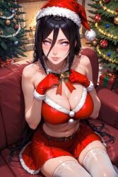 ai_generated boruto:_naruto_next_generations brown_hair christmas christmas_outfit hyuuga_hanabi long_hair medium_breasts naruto naruto_(series) naruto_shippuden naughtygirlsai santa_costume santa_hat skinny white_eyes