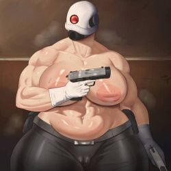 chubby_female combine_assassin faceless_female goldcrustedchicken half-life inverted_nipples pistol