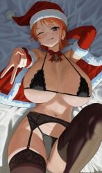 ai_generated christmas cieru female female_only lingerie nami_(one_piece) one_piece