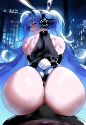 ai_generated ass ass_focus azur_lane back_view big_ass big_breasts big_butt big_thighs dark-skinned_male dijiai focus from_behind from_behind_position hourglass_figure interracial looking_at_viewer looking_back new_jersey_(azur_lane) nsfw ready_for_sex ready_to_fuck round_ass round_butt sitting_on_penis sitting_on_person thick thick_ass thick_butt thick_legs thick_thighs thighs wide_hips