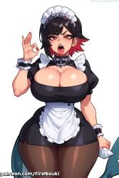 ai_generated big_ass big_breasts ellen_joe fellatio_gesture hoyoverse huge_ass huge_breasts maid shark_girl thick_thighs tongue_out zenless_zone_zero