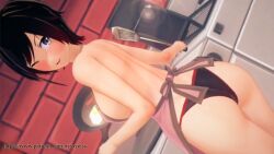 apron big_ass big_breasts cooking looking_back nyxxzeiss panties ruby_rose rwby wink