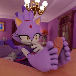 3d blaze_the_cat cat clothed_female_nude_male feet female foot_fetish footjob human looking_at_penis male milkmeister3d sega sonic_(series) sonic_the_hedgehog_(series)