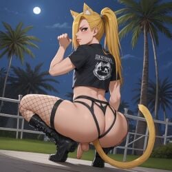 1boy ai_generated big_ass blonde_hair blue_eyes boots crossdressing deidara english_text fat_ass femboy gay goth hair_over_one_eye huge_ass leak legwear looking_at_viewer male_focus male_only naruto naruto_(series) naruto_shippuden night park piercing sissy small_penis smile thick_thighs tongue_out trap yaoi