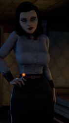 3d big_breasts bioshock bioshock_infinite black_hair blue_eyes breasts burial_at_sea busty cigarette dinoboy555 elizabeth_comstock elizabeth_comstock_(burial_at_sea) female female_focus hourglass_figure large_breasts long_hair makeup pale-skinned_female pale_skin tagme wide_hips