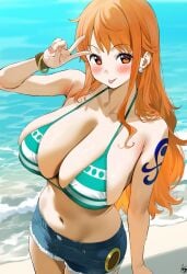 ai_generated aseasemamire bikini_top female female_only nami_(one_piece) one_piece