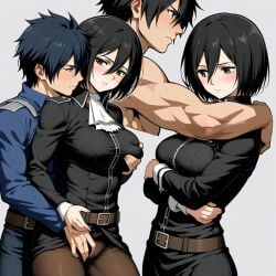 ai_generated attack_on_titan clothed crossover fairy_tail gray_fullbuster mikasa_ackerman