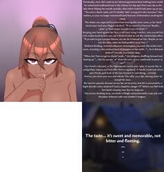 1boy 1femboy 1futa after_sex blinkerbye brigand_(tales_of_androgyny) brown_hair canon_futa caption cum_in_mouth cum_on_lips dark-skinned_futa dark_skin fanart futa_sans_pussy futadom giver_pov gradient_background hiro_(tales_of_androgyny) intersex lip_scar looking_at_viewer malesub offscreen_character pov scar tagme tales_of_androgyny third-party_edit unseen_male wall_of_text