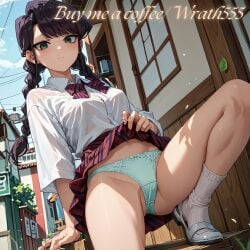 ai_generated dark_hair komi-san_wa_komyushou_desu komi_shouko panties skirt_lift wrath555