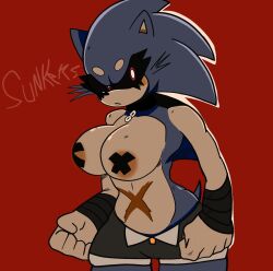 collar lord_x nipple_censor pussy_outline shorts sonic_oc