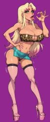 blonde_hair dc dc_comics female female female_only green_eyes miniskirt paulinebabe pink_heels starfire teen_titans tongue_out