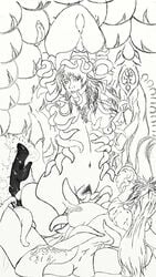 final_fantasy final_fantasy_viii high_heels long_hair mara monochrome monster original penis rinoa_heartilly sketch tentacle work_in_progress