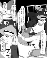 balls blush brothers canine dialog diaper incest jackal japanese_text lucario mammal nintendo penis pokemon pokemon_(species) satsuki_usagi_(artist) sibling text translated video_games