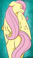 anthro ass back_view dunnowhattowrite equine female female_only fluttershy_(mlp) friendship_is_magic furry my_little_pony nude pegasus solo straight_hair