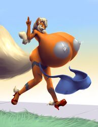 2014 anthro arcenine areola big_breasts breasts canine erect_nipples female huge_breasts hyper hyper_breasts lactation mammal milk nintendo nipples nude simonaquarius solo