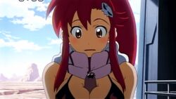 1girls animated between_breasts bikini_bra bikini_top blush boota bouncing_breasts breasts busty cleavage feral large_breasts paizuri screencap sexually_suggestive tengen_toppa_gurren_lagann voluptuous yoko_littner