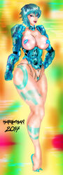 blue_eyes blue_hair breasts cyber female harkhan