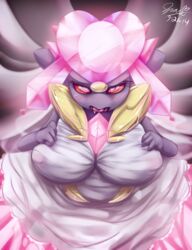 big_breasts blush breasts chubby diancie drool female huge_breasts legendary_pokemon mega_diancie mega_evolution open_mouth pink_eyes pokemon solo video_games zraxi