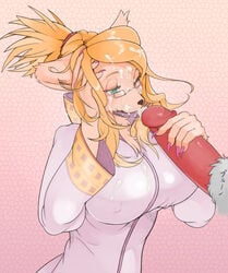 anthro big_breasts blonde_hair border_collie breasts canine canine cum cum_in_hair cum_on_face eyewear female fur glasses hair hand_in_hair handjob heart male mammal merveille_million one_eye_closed penis sindoll solatorobo uncensored wink