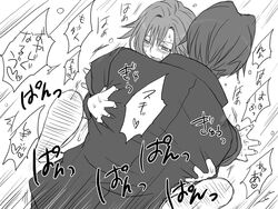 1boy comic couple eroe hasumi_souji_(eroe) missionary monochrome original school_uniform sex short_hair text translation_request vaginal_penetration