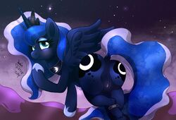 2014 alicorn anus ass blue_eyes blue_fur blue_hair cutie_mark equine female friendship_is_magic furry hair horn joakaha looking_at_viewer mammal my_little_pony princess_luna_(mlp) pussy smile solo wings