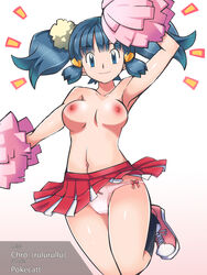 blue_hair cheerleader chro dawn_(pokemon) female female_only human nude_filter pokecatt pokemon solo