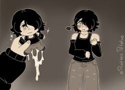 2boys andrew_graves arm_warmers bangs_over_one_eye blush cum_in_plushie freckles julia_(the_coffin_of_andy_and_leyley) leaking_cum male nervous_male plushie rottenpetals rule_63 shocked_expression sweatdrop the_coffin_of_andy_and_leyley yellow_eyes