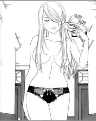 1girls big_breasts breasts female fujishima_kousuke hair long_hair monochrome paradise_residence solo stephany topless