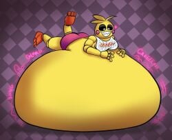 2025 animatronic anthro ass avian belly belly_bed bib big_belly big_butt bird black_sclera blonde_hair breasts checkered checkered_background chicken clothing colored creaking creaking_belly digital_media_(artwork) english_text enjoying female five_nights_at_freddy's five_nights_at_freddy's_2 galliform glorp hair heart_symbol hi_res huge_belly hyper hyper_belly immobile looking_at_belly looking_at_own_belly looking_down looking_down_at_self lying machine morbidly_obese morbidly_obese_anthro morbidly_obese_female motion_lines obese obese_anthro obese_female on_front onomatopoeia overweight overweight_anthro overweight_female panties pattern_background phasianid pink_cheeks pink_clothing pink_panties pink_underwear purple_background robot robot_anthro rumbling_stomach scottgames shaded sharp_teeth simple_background smile solo sound_effects spectrotums teeth text text_on_clothing thick_thighs three-quarter_view toy_chica_(fnaf) underwear weight_gain white_bib white_eyes yellow_body