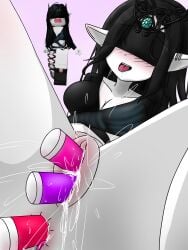 1girls amiishiseuphoria_(roblox) anus aufcl4483 blush bottomless breasts cleavage female pussy reference_image roblox roblox_avatar robloxian self_upload solo tagme tongue_out vibrator vibrator_in_ass vibrator_in_pussy